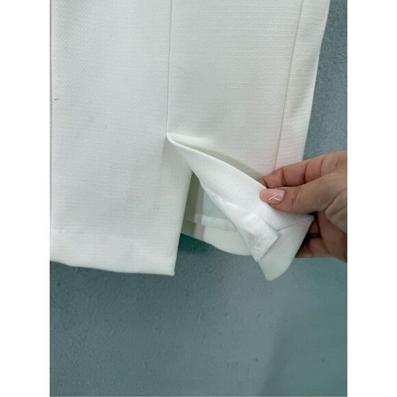 Zara Womens Neutral Cream Cap Sleeve Belted Peplum Mini Pencil Dress Size Medium - Picture 5 of 10